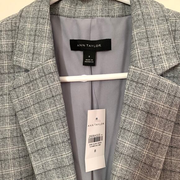 Ann Taylor One Button Blazer Suit Jacket in Glen Plaid - Picture 3 of 7